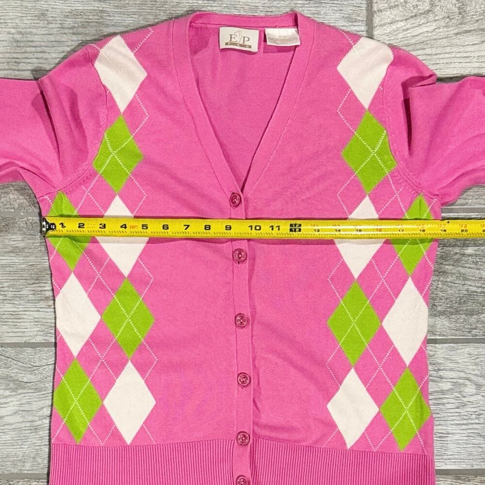 EP Pro Womens Argyle Cotton Cardigan Golf Sweater Medium Candy Colors TennisPrep - Picture 9 of 11